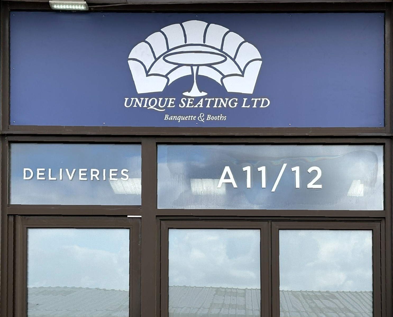 Front of the Unique Seating Ltd workshop in Redruth, Cornwall